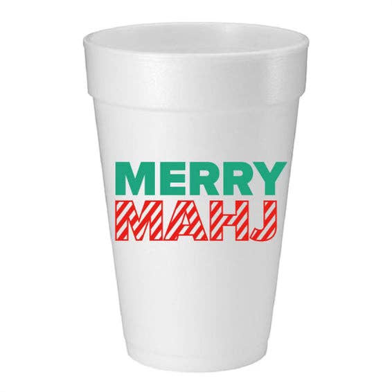 “MERRY MAHJ" Mahjong Styro Cups