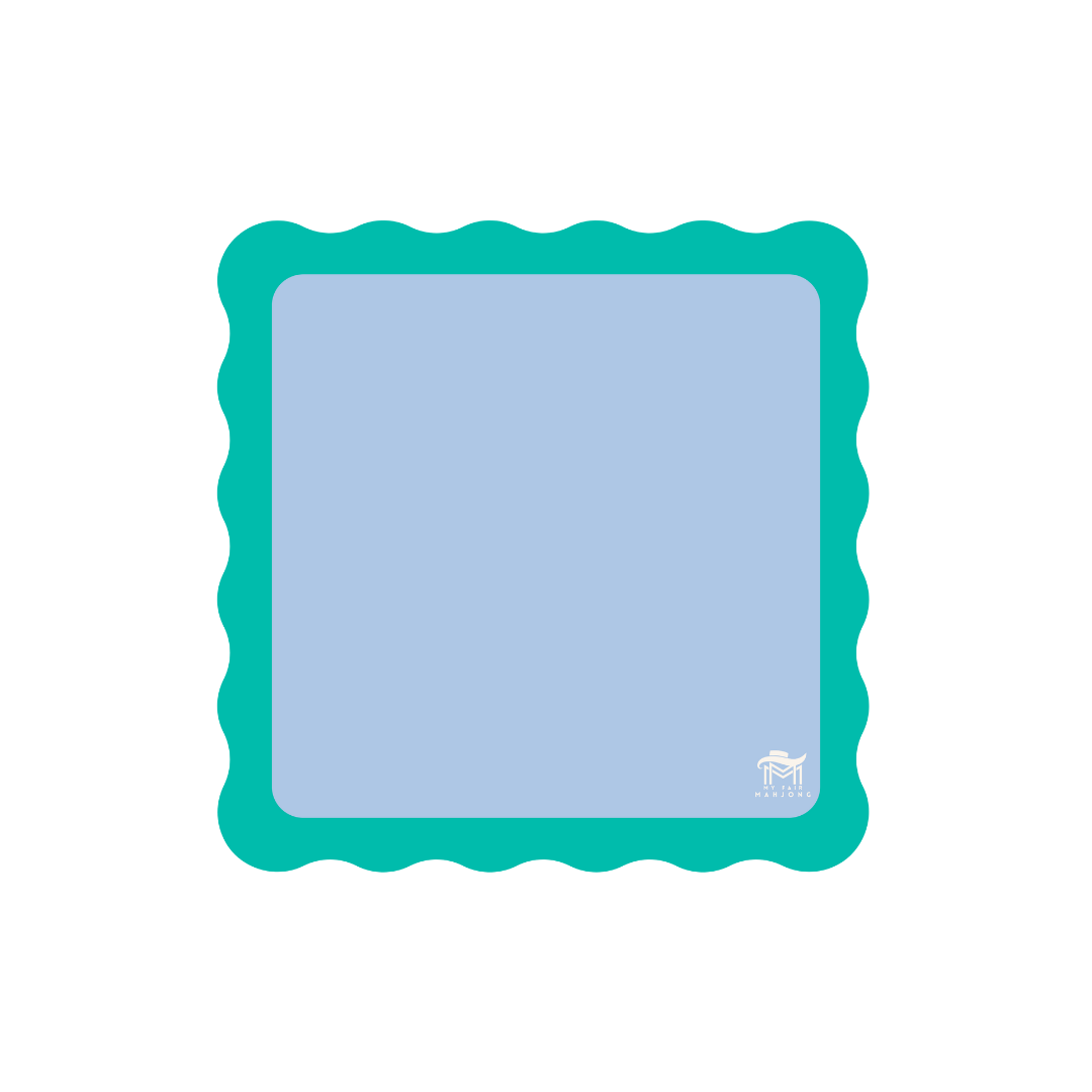 My Fair Mahjong - MINI MAHJONG MAT  | Blue Center- Green Scallop