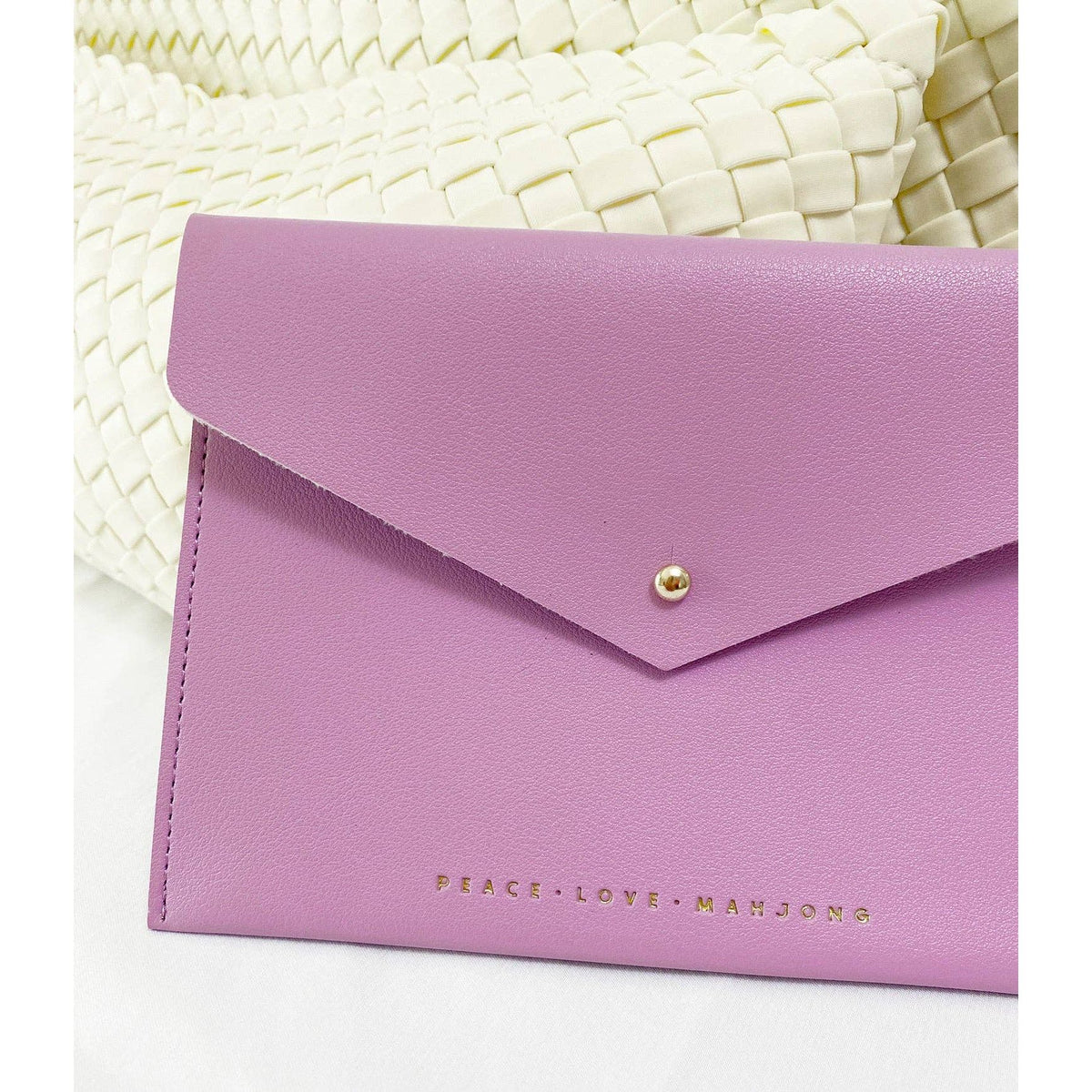 Peace Love Mahjong - Card Clutch: Magenta - Large Size