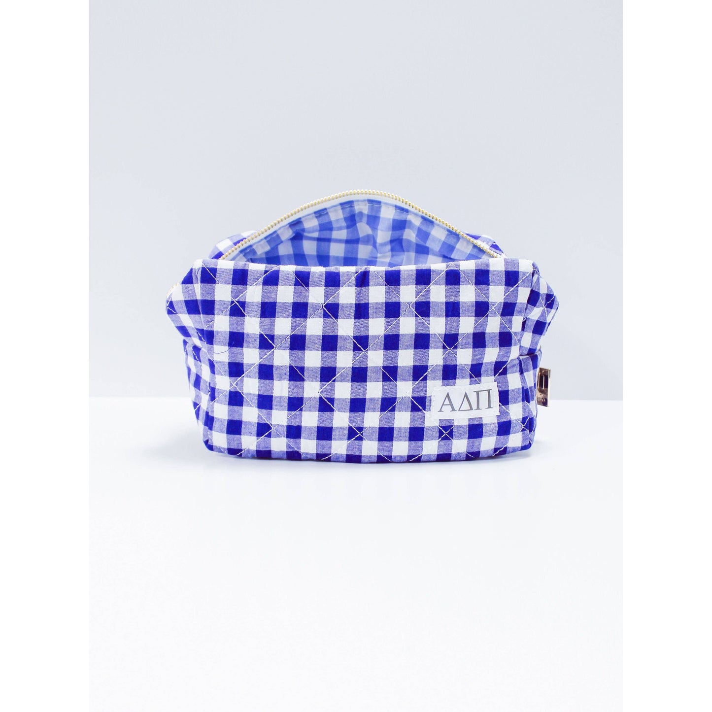 Alpha Delta Pi Sorority Gingham Quilted Makeup Bag