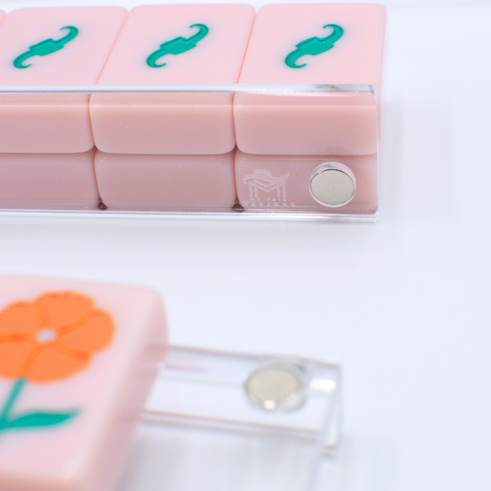My Fair Mahjong - MAHJONG RACKS | Premium Acrylic | 4 Racks + 4 Pushers: Solid Macaron Green