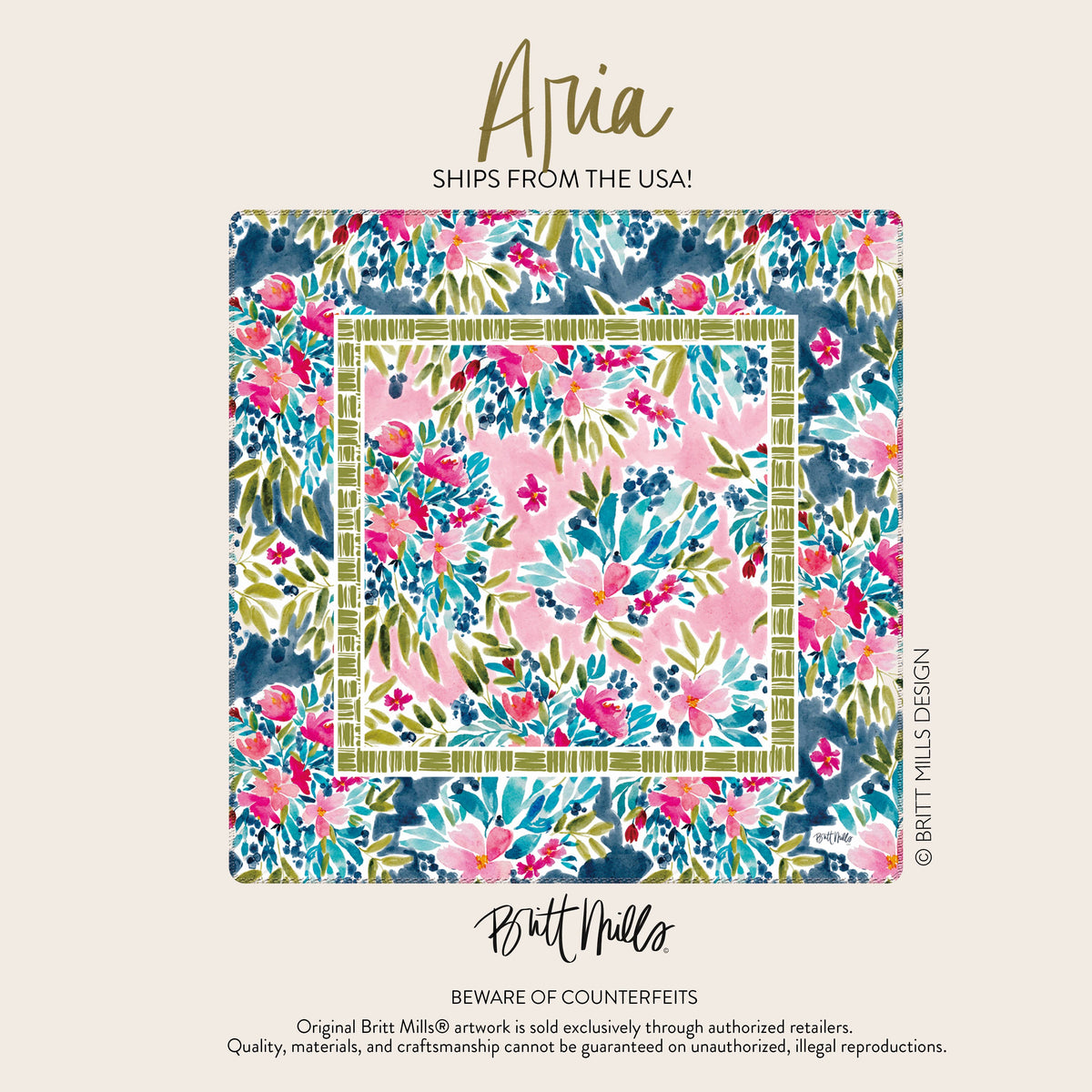 Britt Mills Design - Neoprene Mahjong Mats : Aria