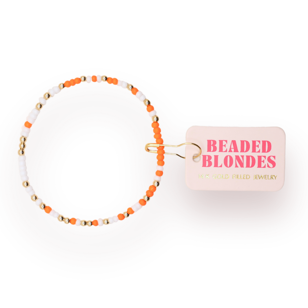 Orange and White Game Day Sprinkle Bracelet