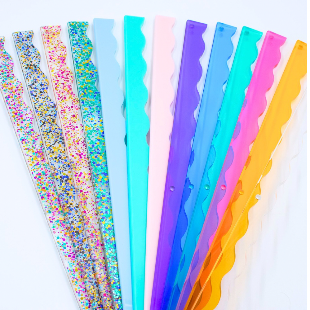 My Fair Mahjong - MAHJONG RACK PUSHERS - MAGNETIC  |  Premium Acrylic  |  Set of 4: Confetti-Wavy-Pink