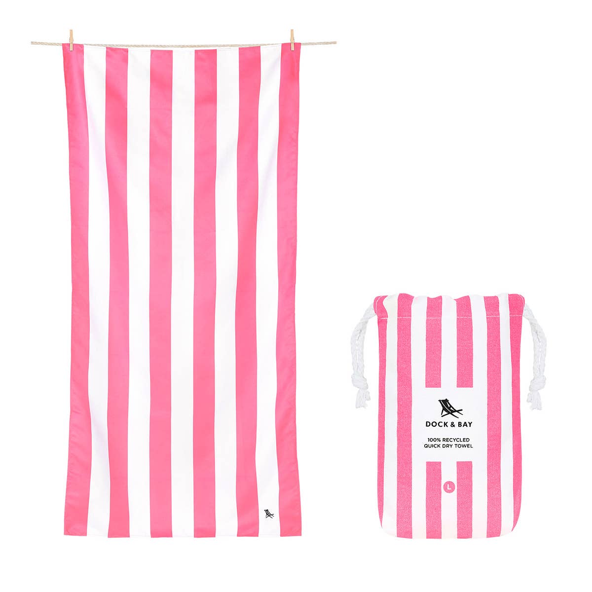 Dock & Bay USA - Dock & Bay Quick Dry Towels - Cabana - Phi Phi Pink: Large (63x35")