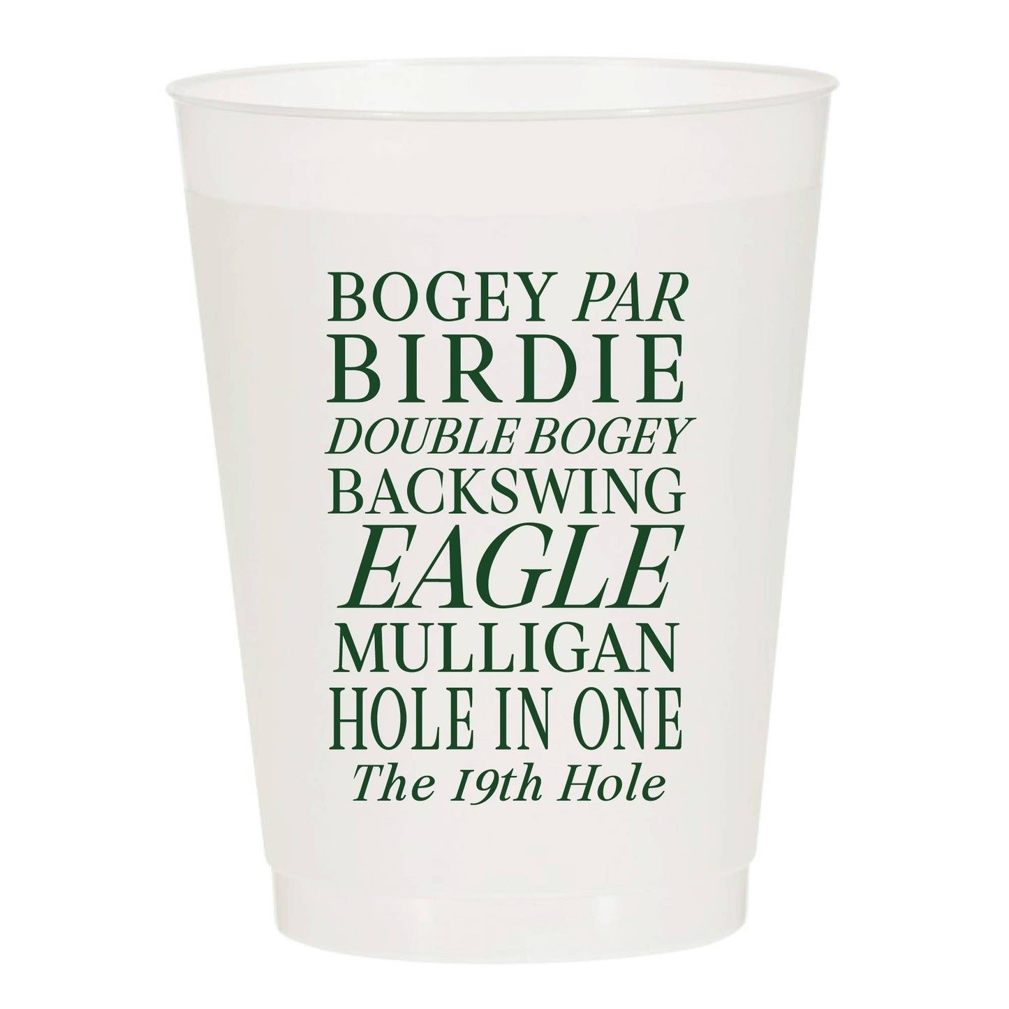 Sip Hip Hooray - Bogey the 19th Hole Frosted Cups- Masters : Pack of 10 Cups