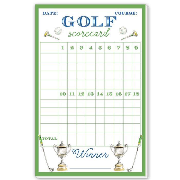 Handpainted Green Golf Scorecard Large Notepad