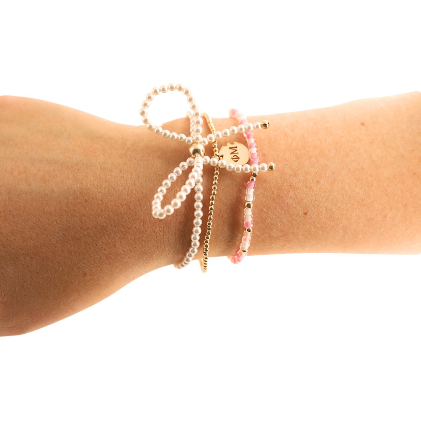 Beaded Blondes - Phi Mu Charm Bracelet: Standard 6.75 inch