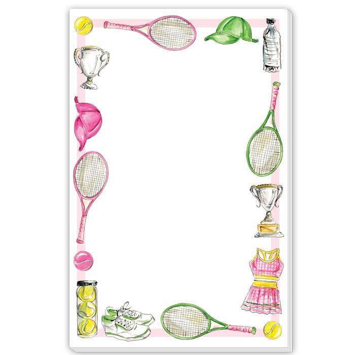 RosanneBeck Collections - Handpainted Pink Tennis Icons Border Large Notepad