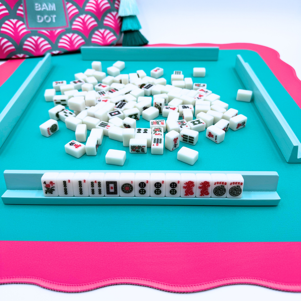 My Fair Mahjong - MINI MAHJONG MAT  | Cobalt Center-Blue Scallop