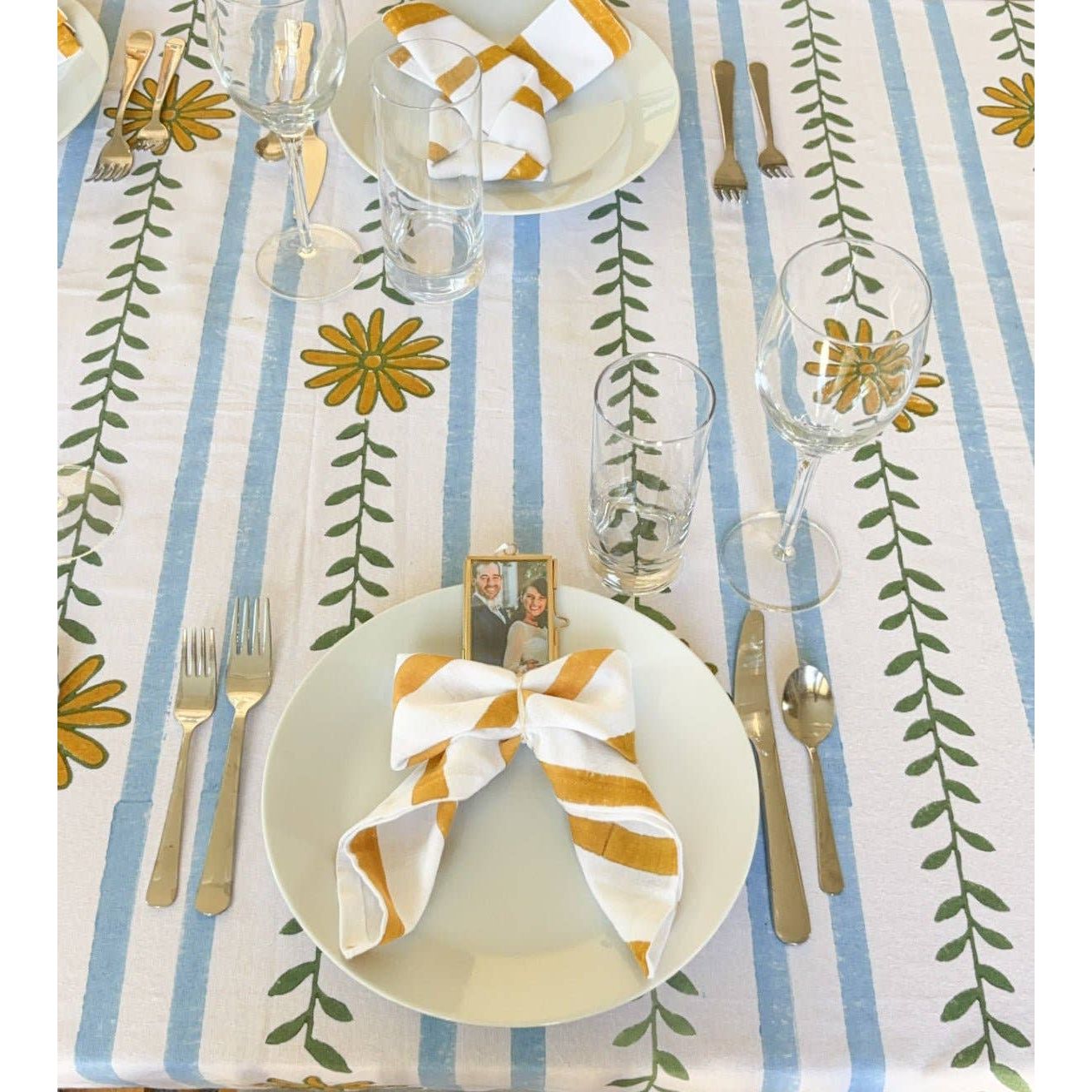 Mended - Table Throw - The Elle, Evergreen & Mustard