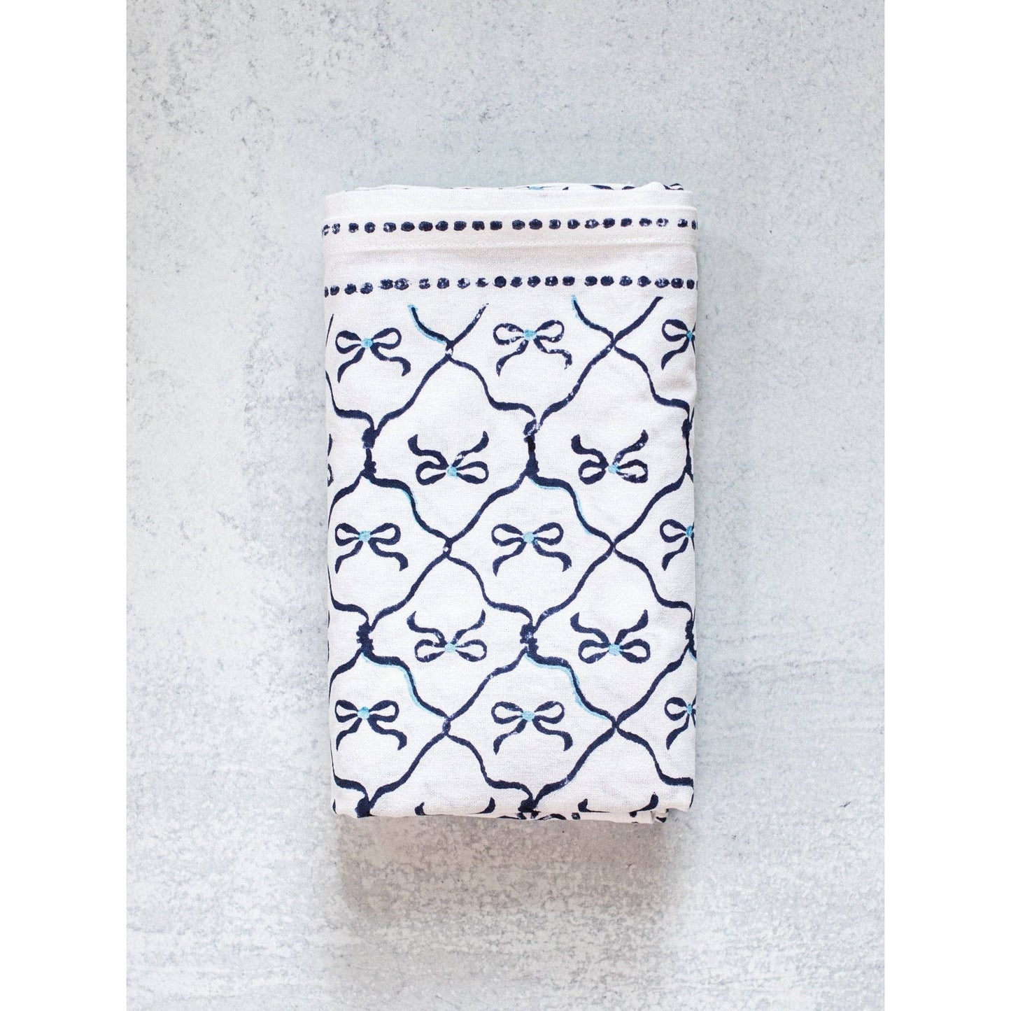 Mended - Table Throw - Lattice Bow, Uniform Blue & Navy