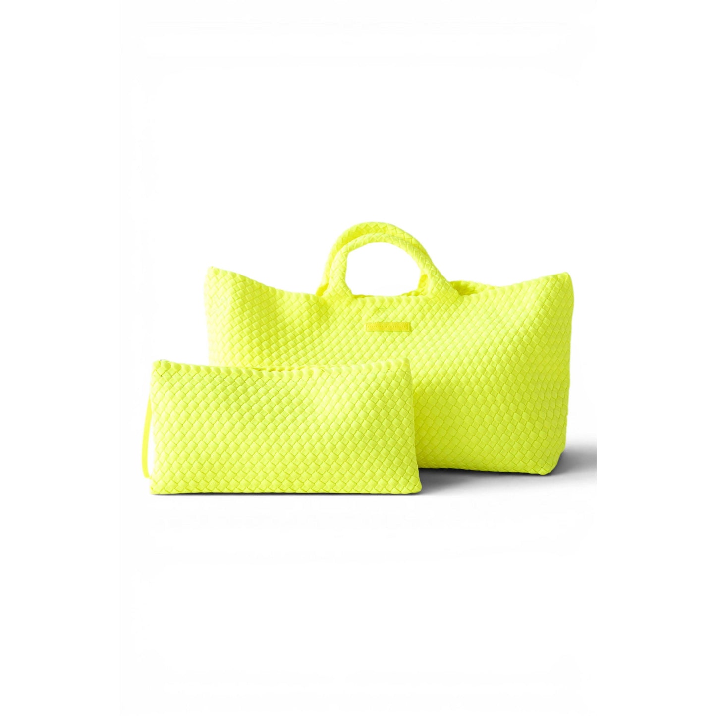 Peace Love Mahjong - Mahjong Bag - Woven Carryall with Matching Tile Pouch: Chartreuse