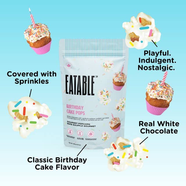 Birthday Cake Pops  - White Chocolate Rainbow Popcorn: US Package