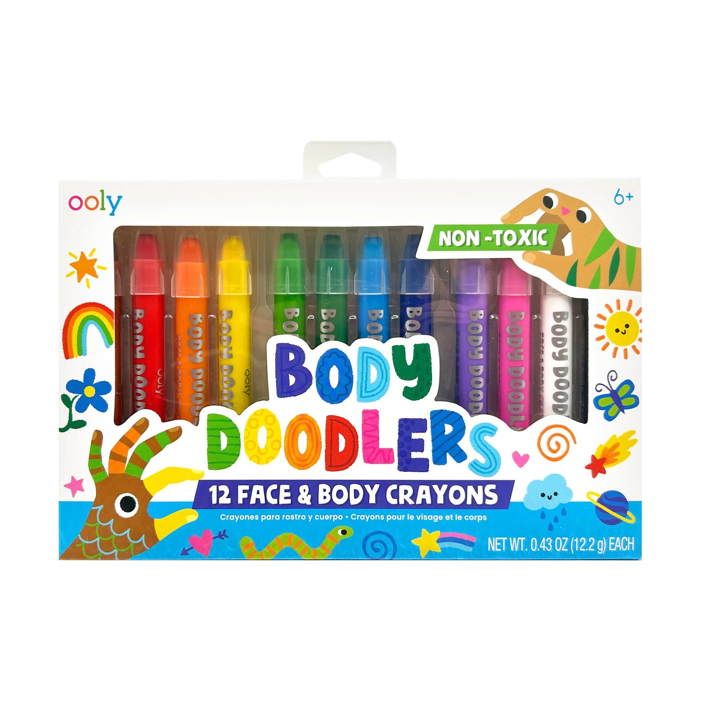 Body Doodlers Face & Body Crayons - Set of 12 Colors
