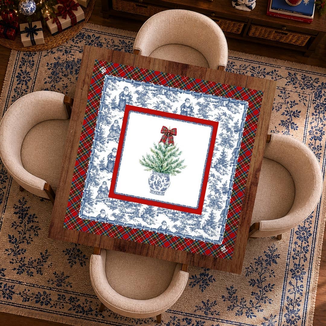 Anders Ruff Design Co. - NEOPRENE Tartan Toile Noël Mahjong Mat | Holiday Christmas