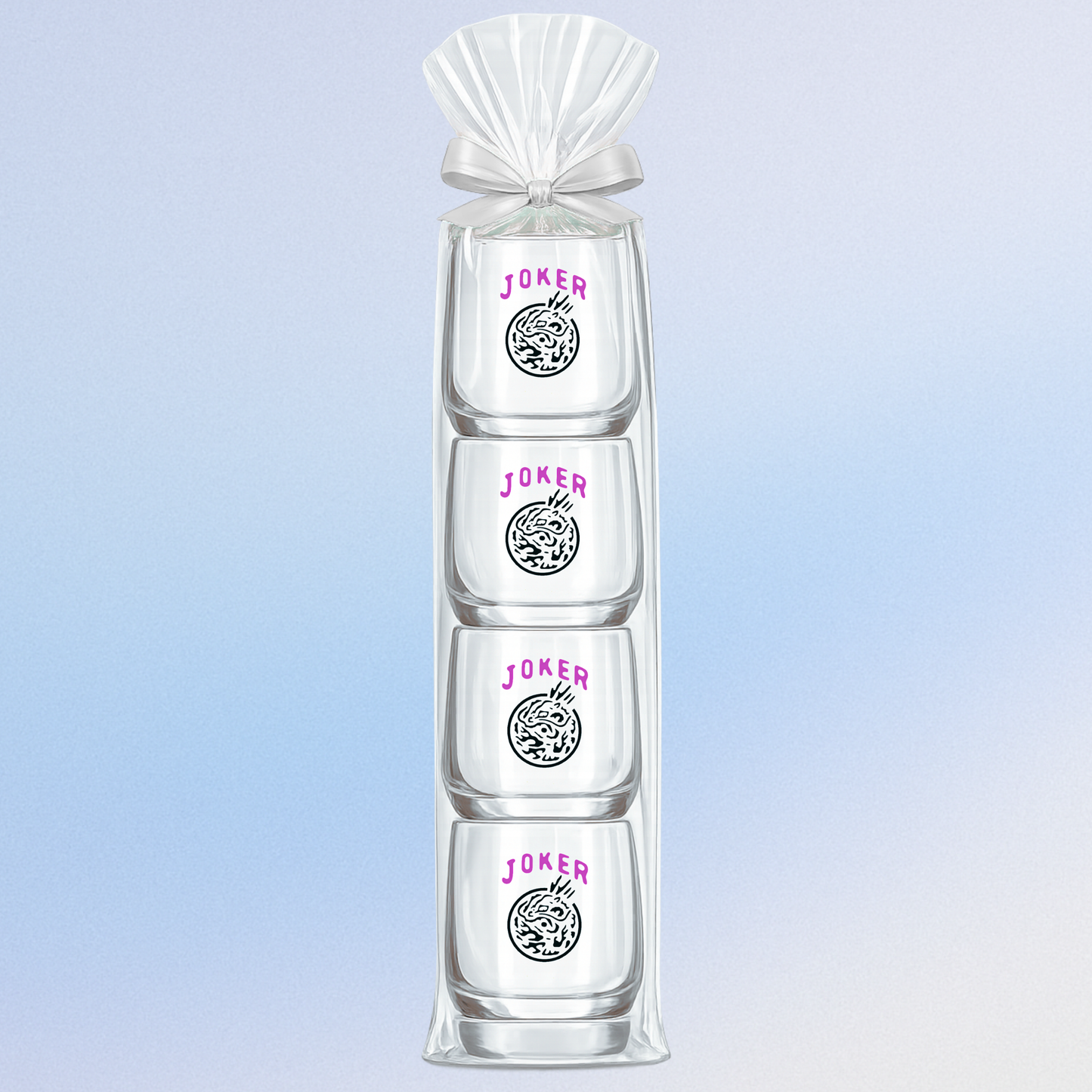 Fabuplates - Mahjong Stemless 4ct Set Wine Glasses "Dot Crack Bam"