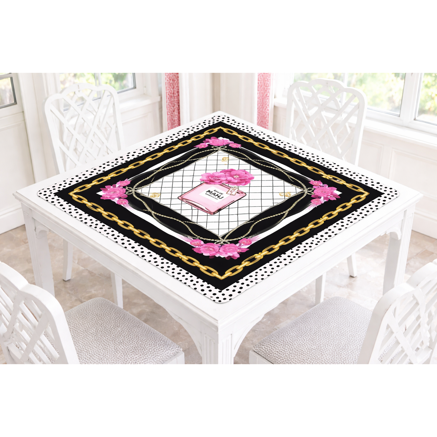 Anders Ruff Design Co. - Bamboo Blossom Mahjong Mat – Eau de Mahj Collection: 33" x 33"