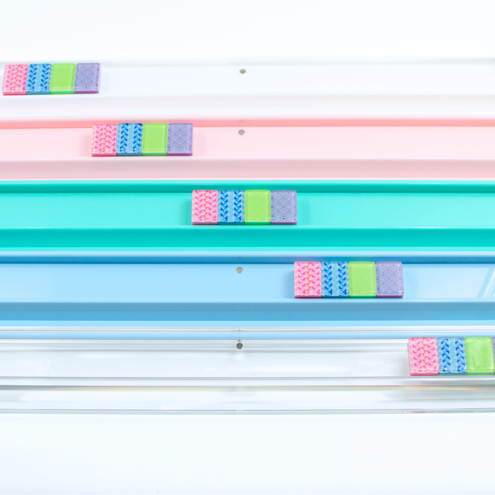 My Fair Mahjong - MAHJONG RACKS | Premium Acrylic | 4 Racks + 4 Pushers: Solid Macaron Green