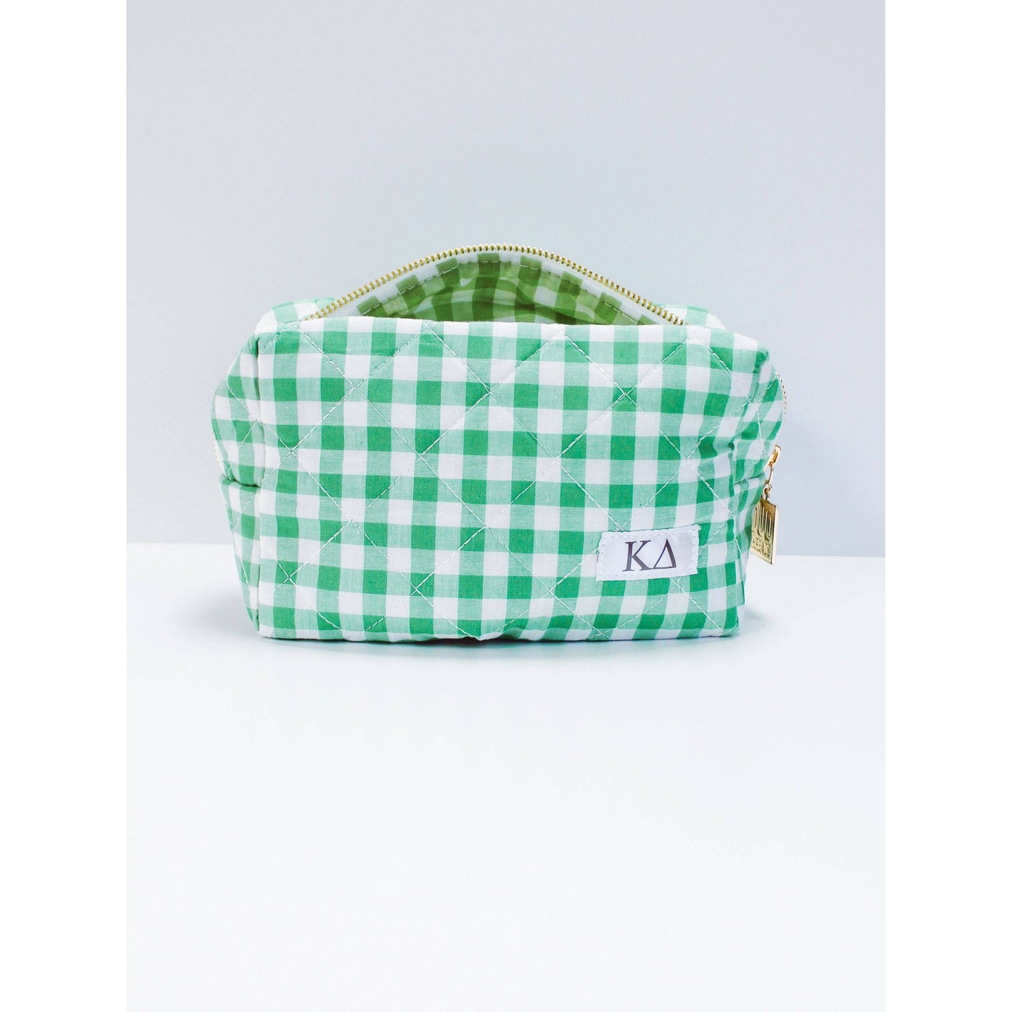 Kappa Delta Sorority Gingham Quilted Makeup Bag
