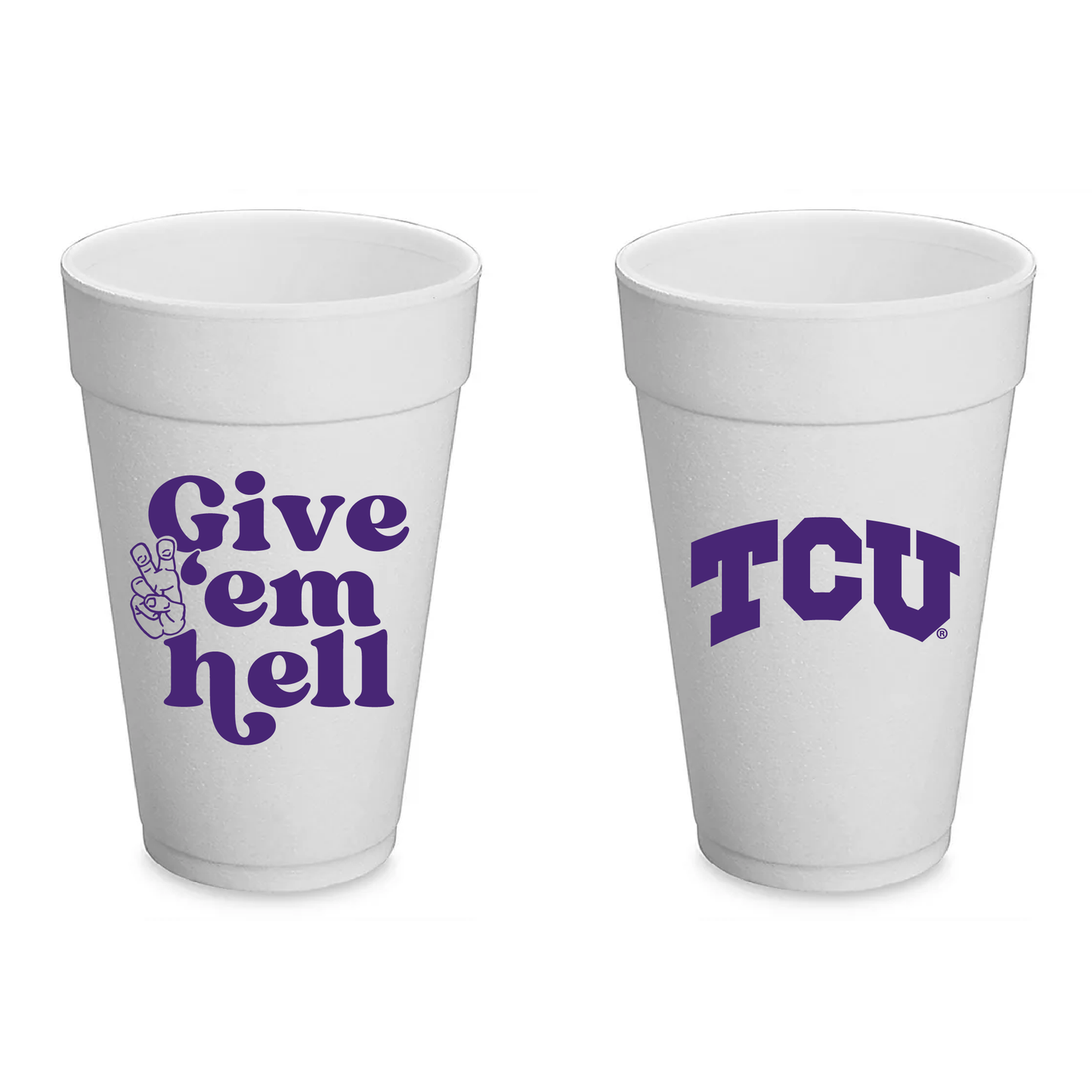Victory Lap - TCU Styrofoam Cups Set of 8 - 20 ounces