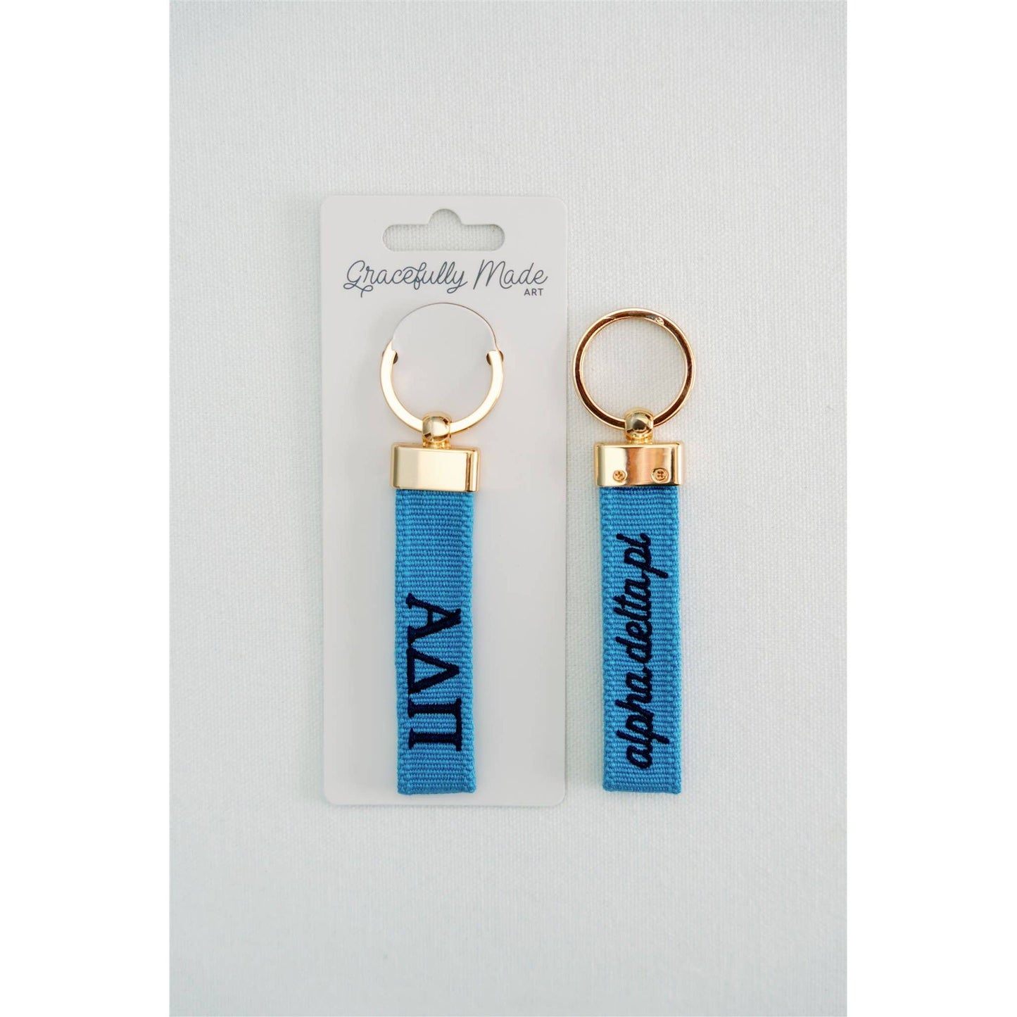 Gracefully Made Art - Alpha Delta Pi Embroidered Keychain, Sorority