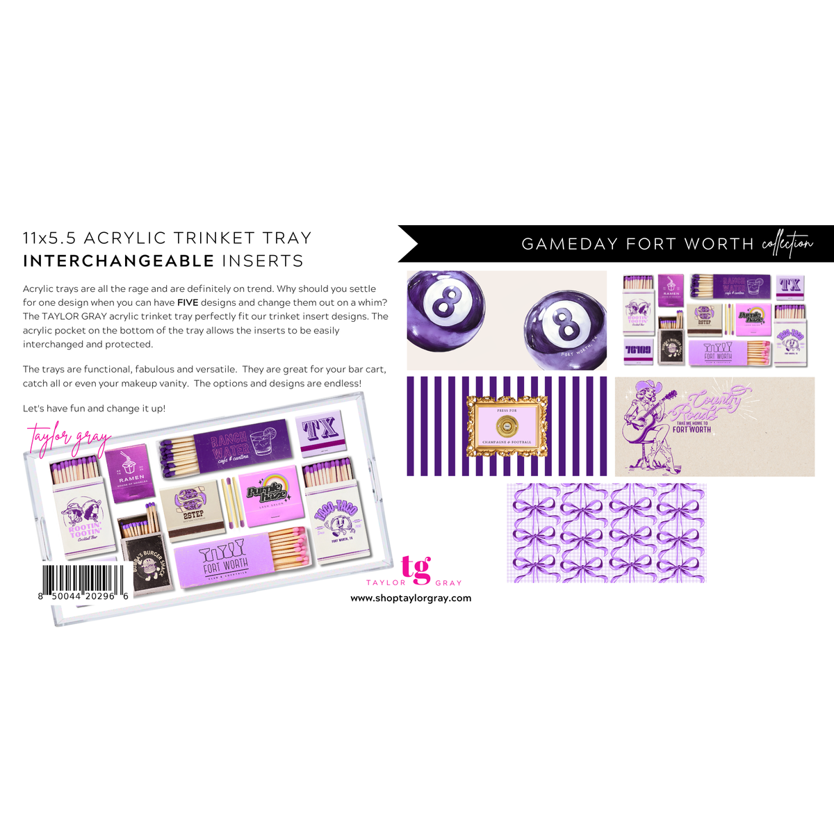 GAMEDAY FORT WORTH trinket tray insert set | 5.5x11