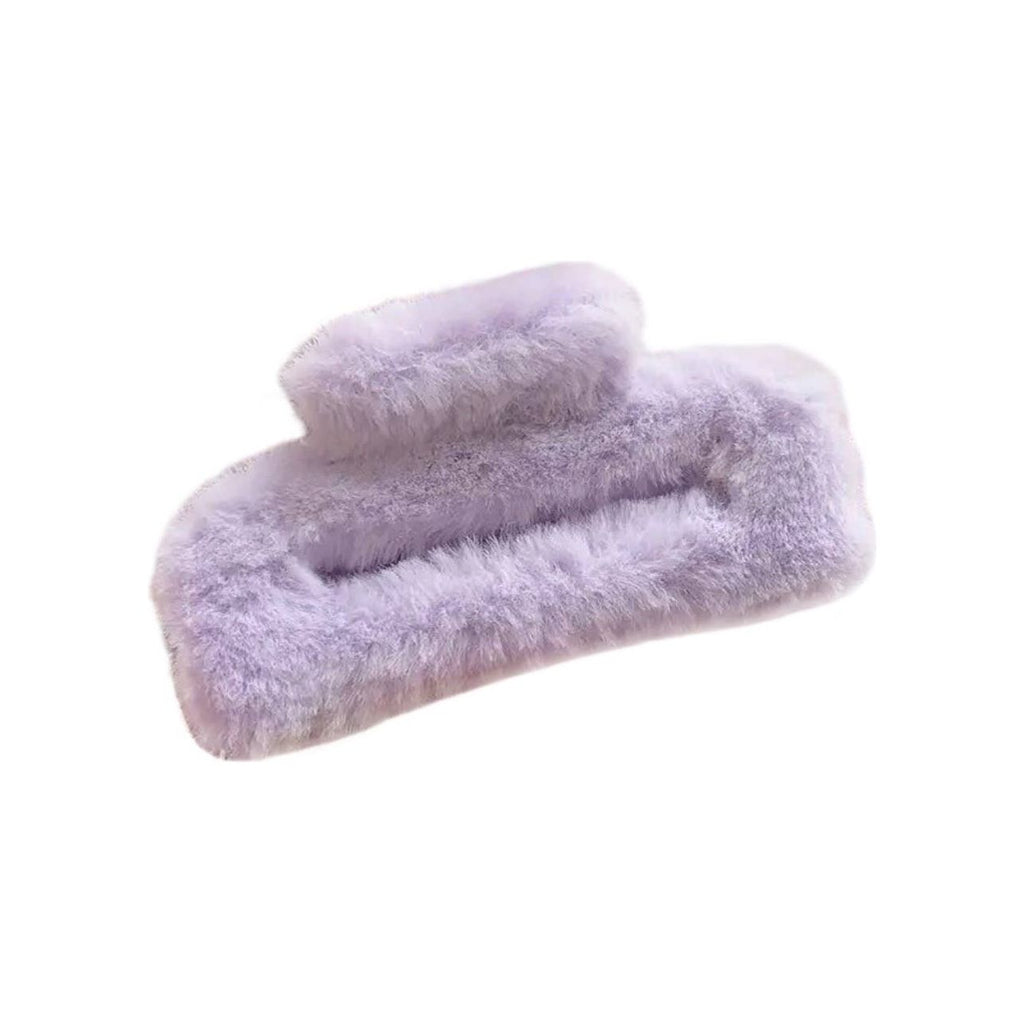 Furry Fuzzy Large Hair Claw Clips in Pink & Purple (set of 2)