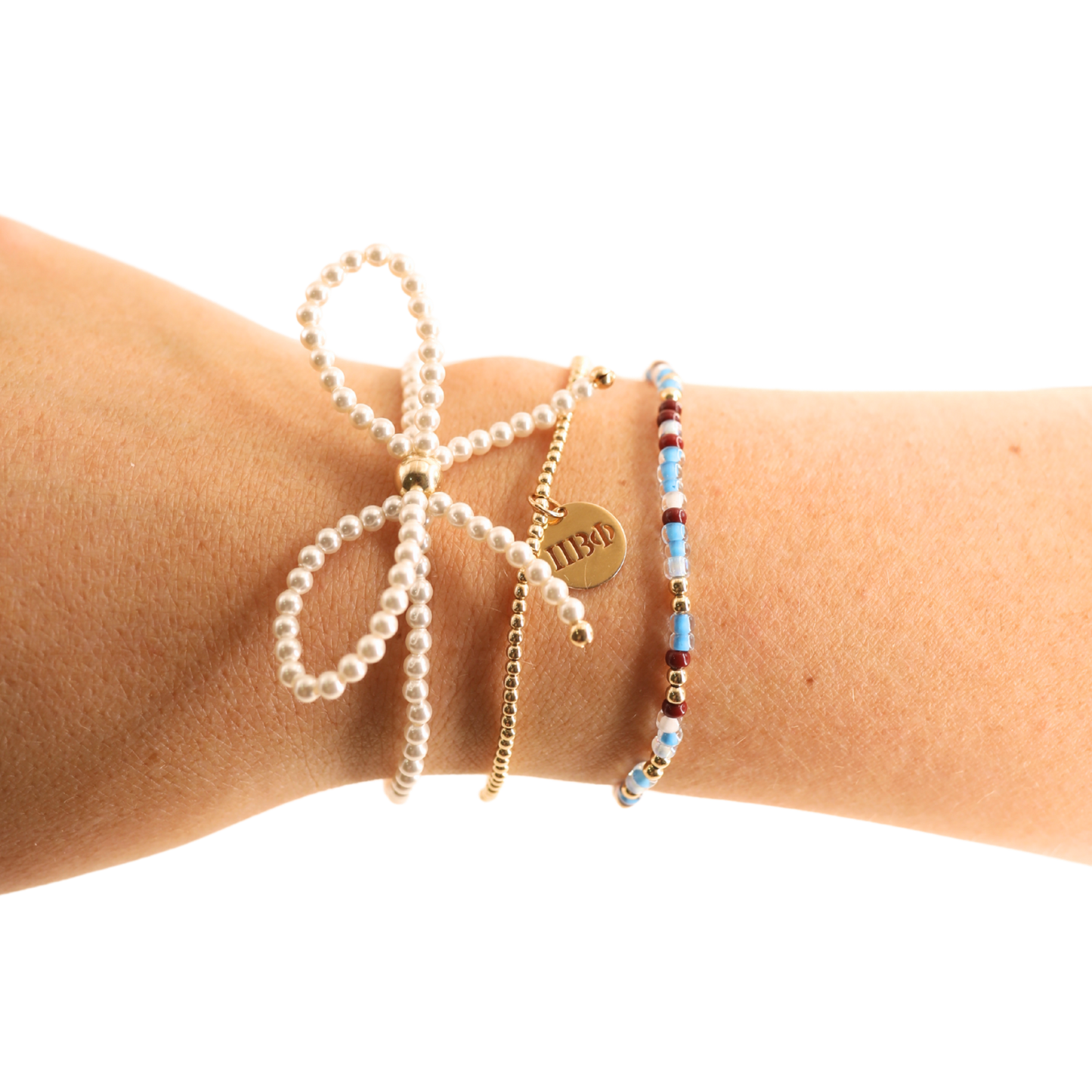 Beaded Blondes - Pi Beta Phi Charm Bracelet: Standard 6.75 inch