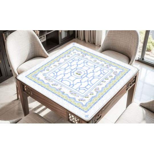 Anders Ruff Design Co. - Hamptons Hydrangea Mahjong Mat | The House of Hydrangea Coll: 31.5" Scalloped Edge