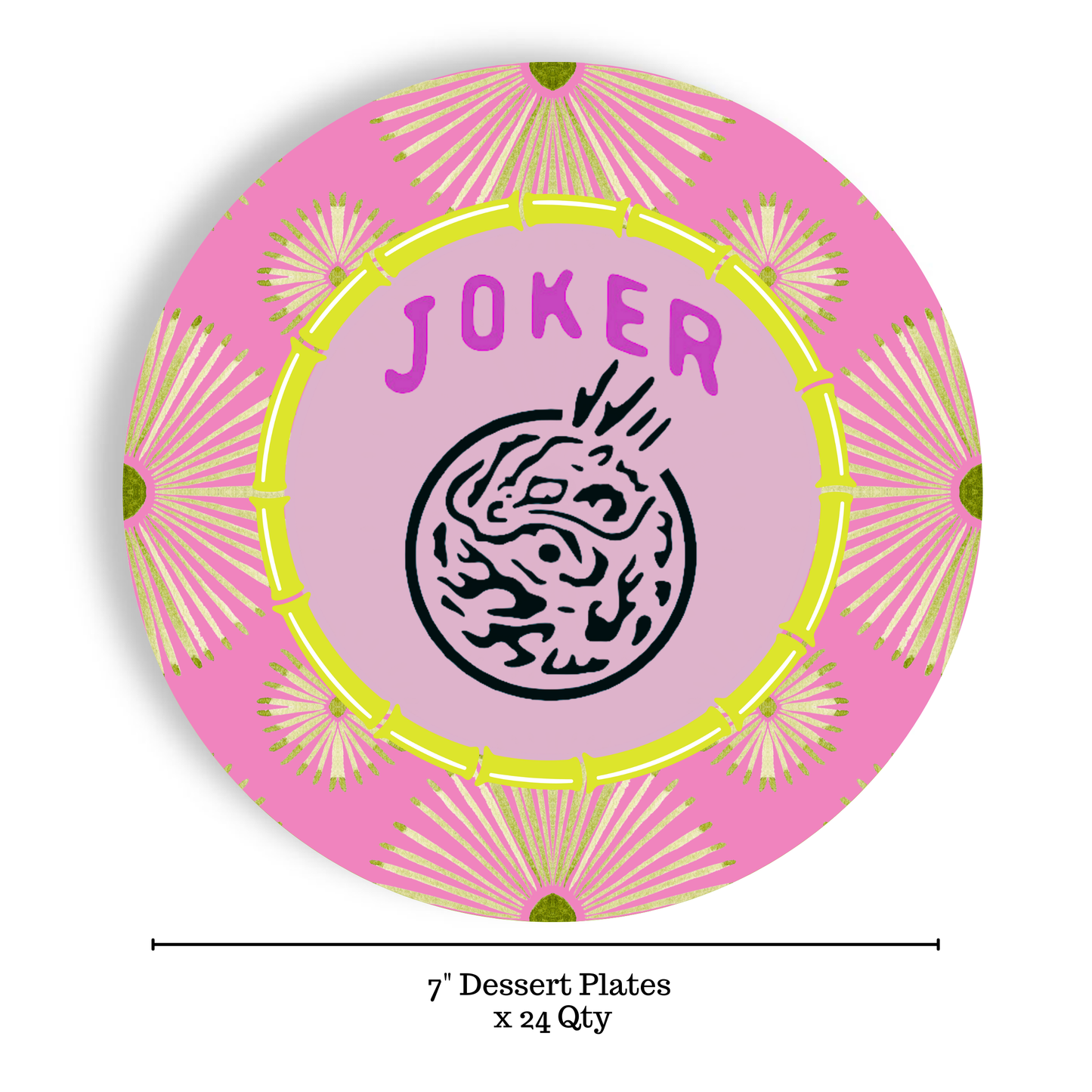 Fabuplates - Mahjong Psych Joker 24ct 7" Dessert Paper Plates