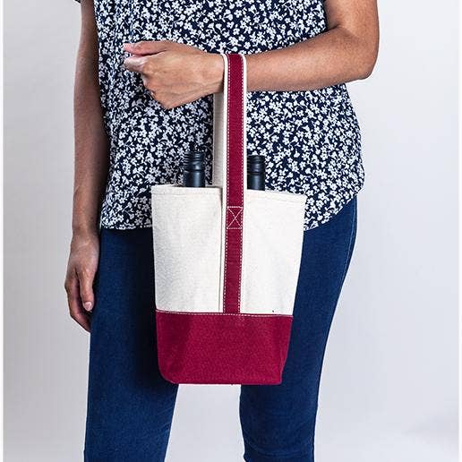 ShoreBags - 2- Bottle Canvas Wine Gift Host Bag: Turquoise