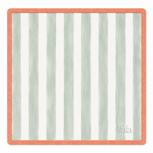 Tala Mahj - Luxury Mahjong Mat - Sage Cabana Stripe 