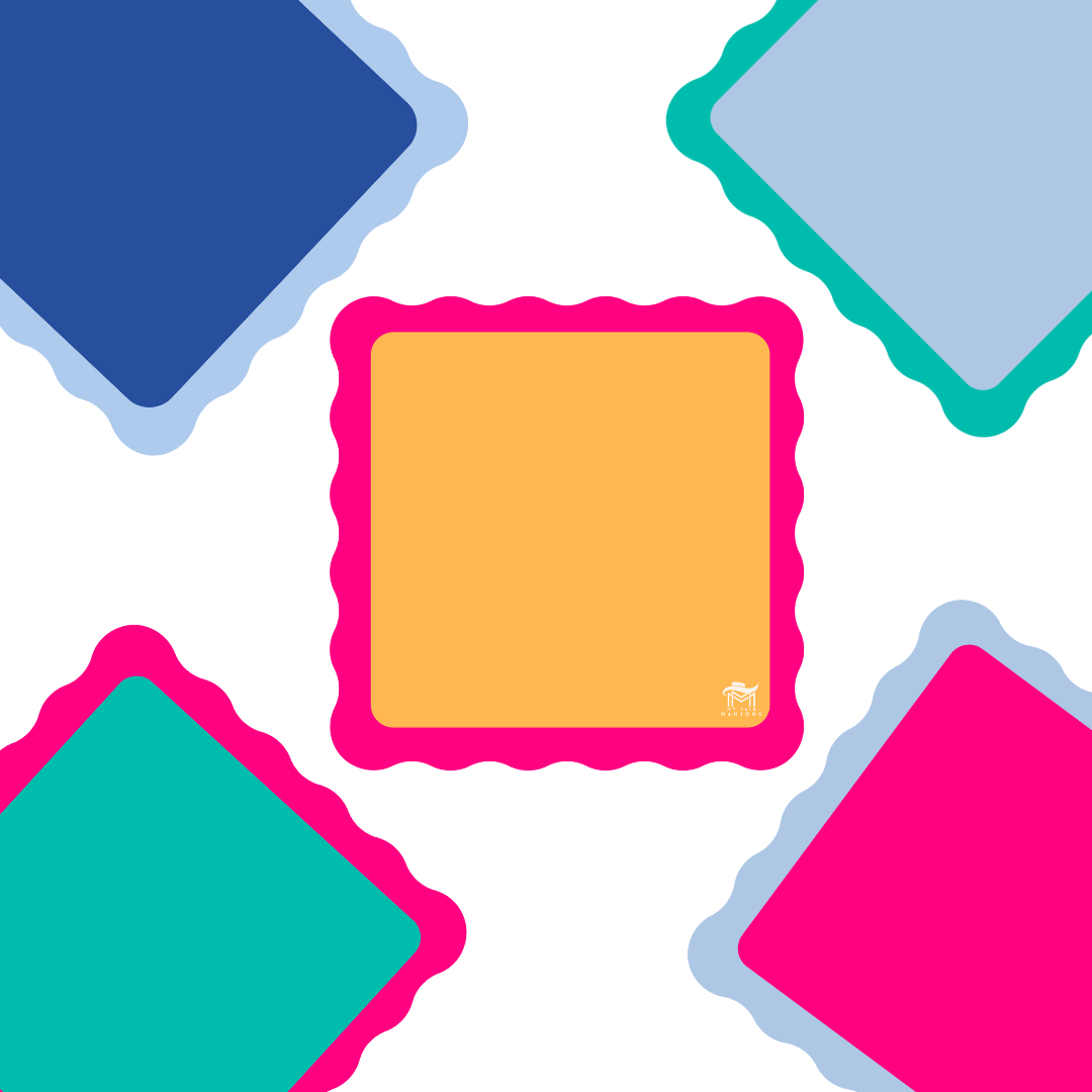 My Fair Mahjong - MINI MAHJONG MAT  |  Orange Center- Pink Scallop