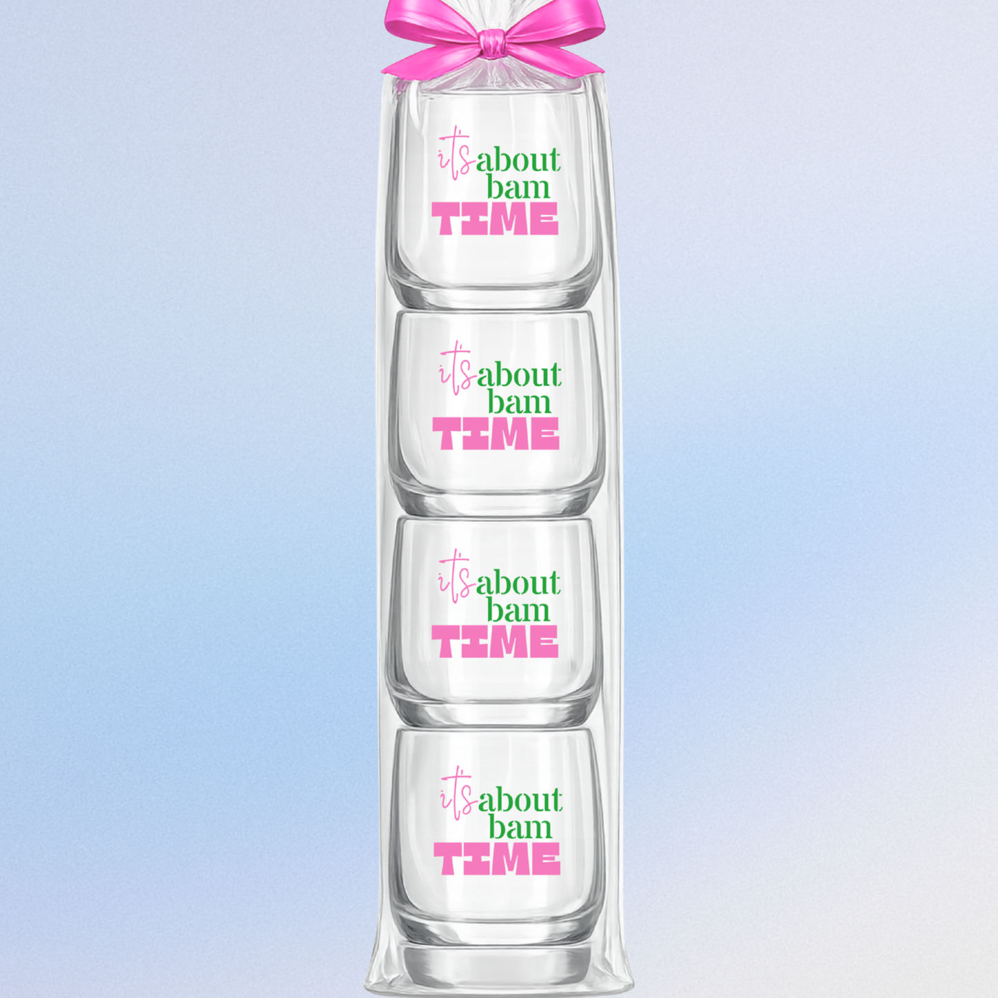 Fabuplates - Mahjong Stemless Tossware 4 ct Set Wine Glasses "It's About Bam Time"