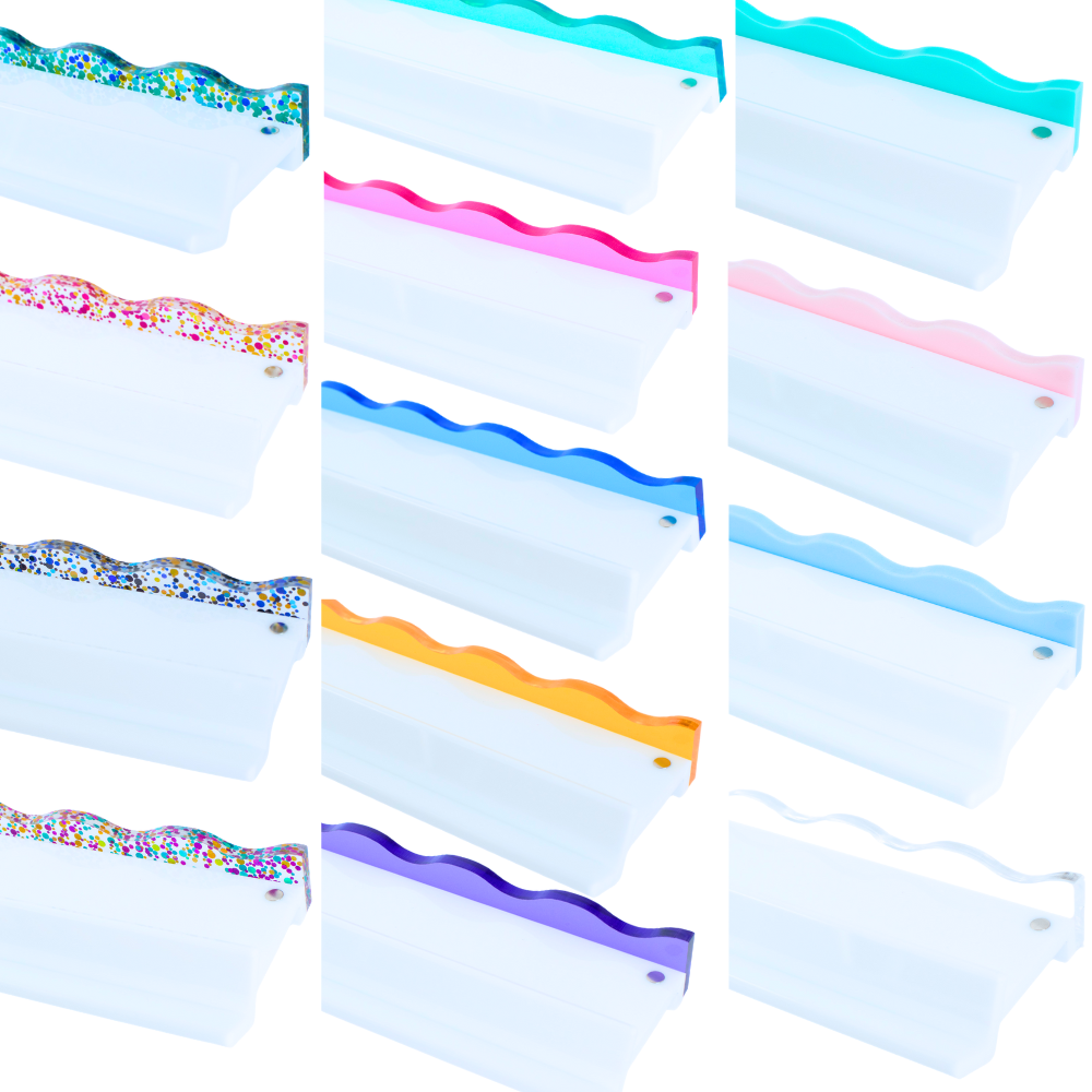My Fair Mahjong - MAHJONG RACK PUSHERS - MAGNETIC  |  Premium Acrylic  |  Set of 4: Confetti-Wavy-Pink