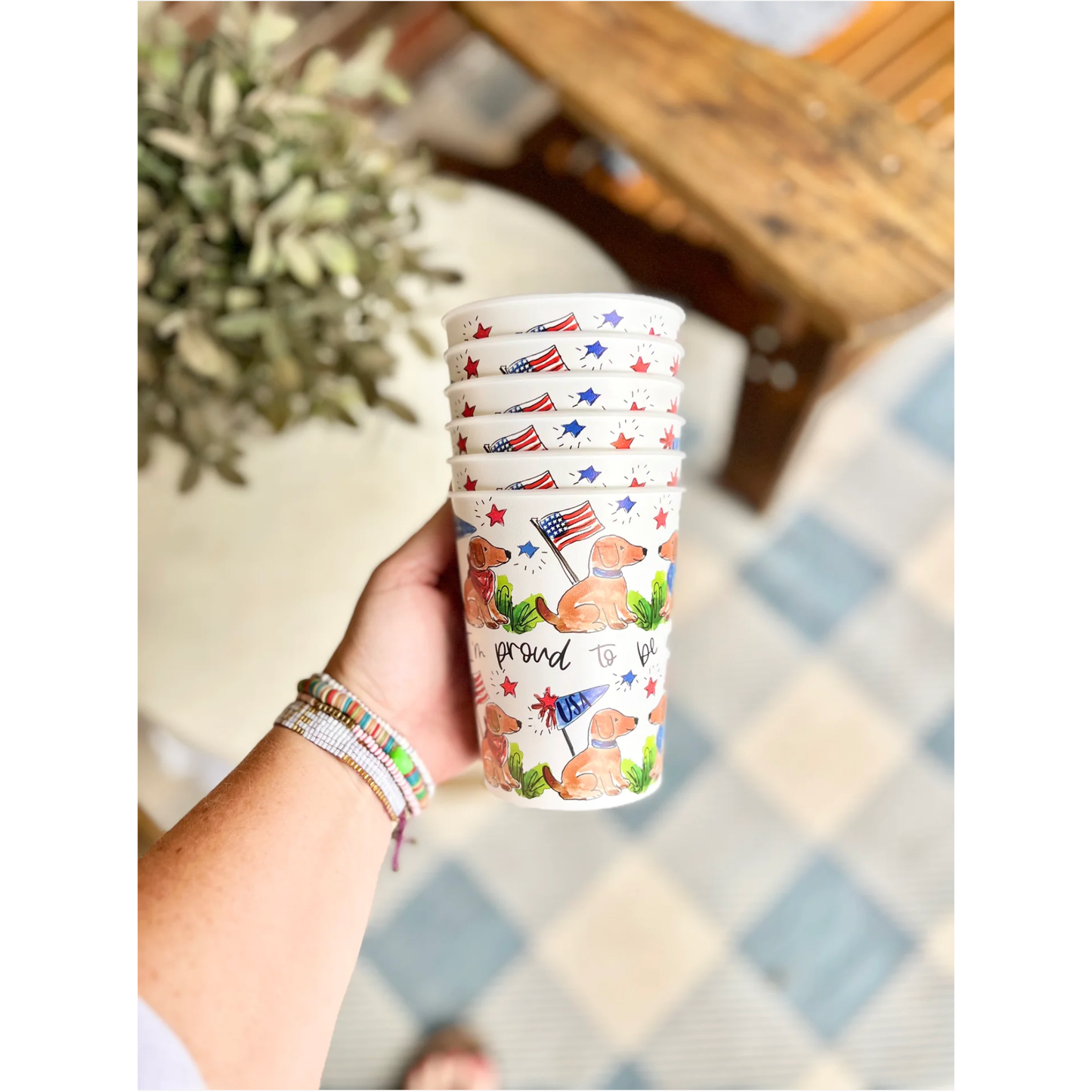 Happy By Rachel, LLC - American Dog Patriotic Cups (set of 6)