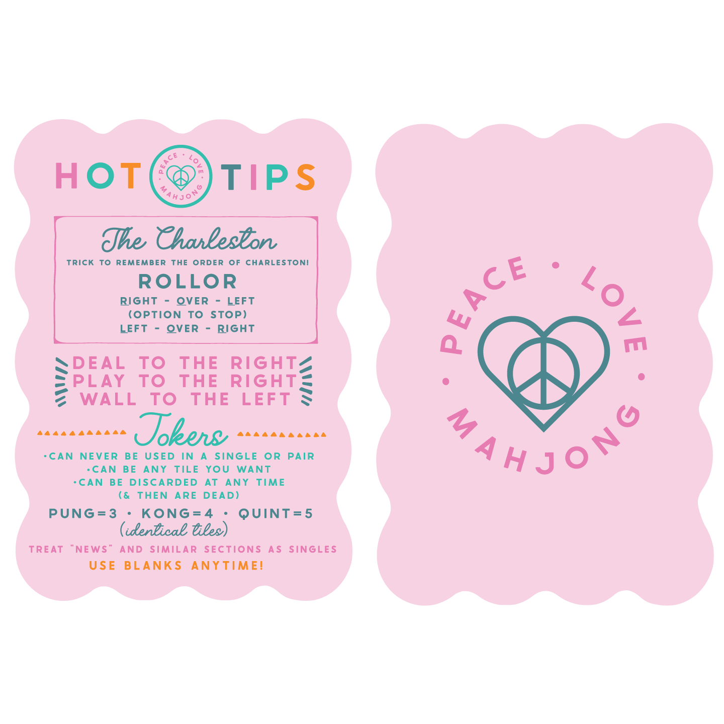 Peace Love Mahjong - Mahjong Tile Shufflers (Set of 2): Hot Tips - Pink