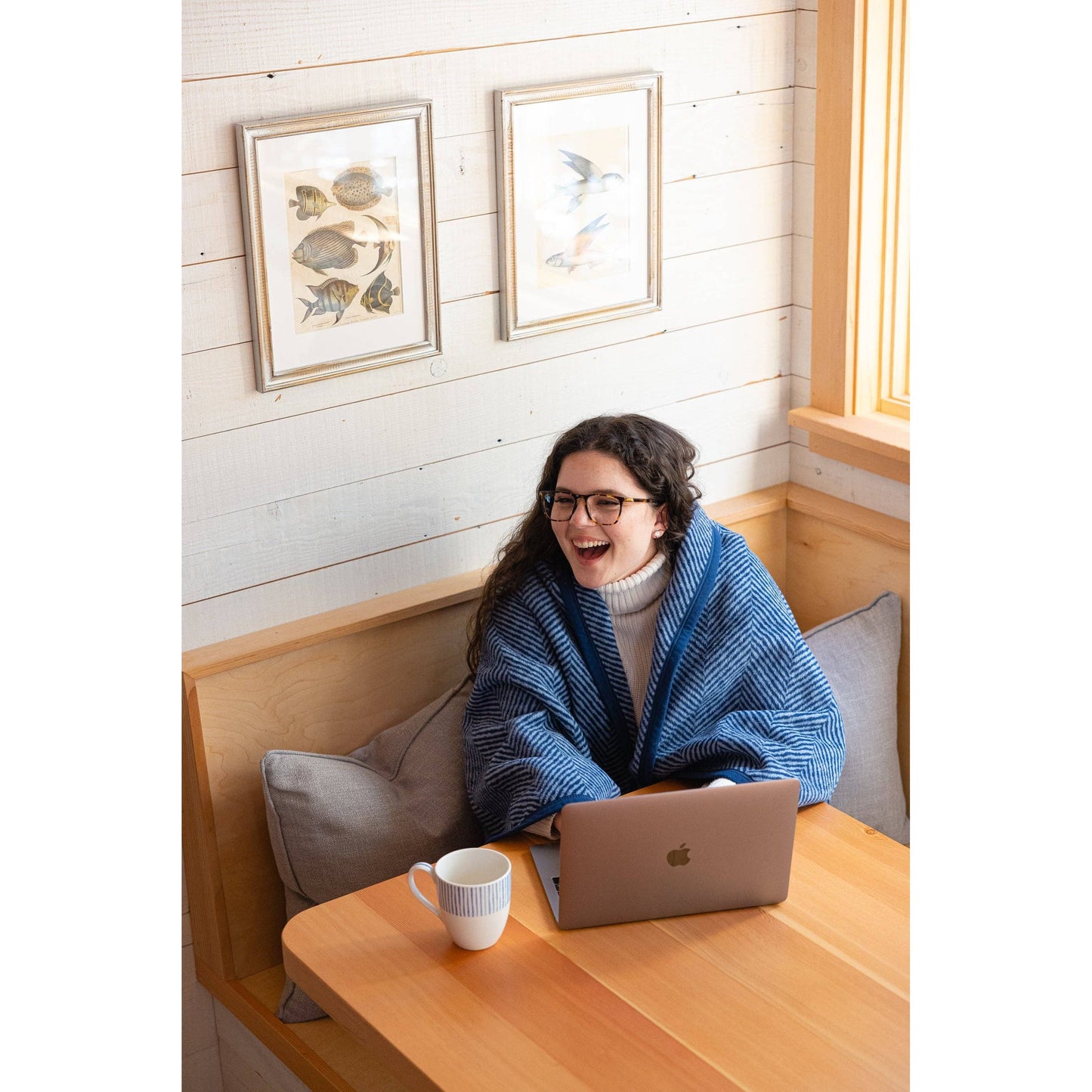 ChappyWrap - Harborview Herringbone Navy Blanket: Midi