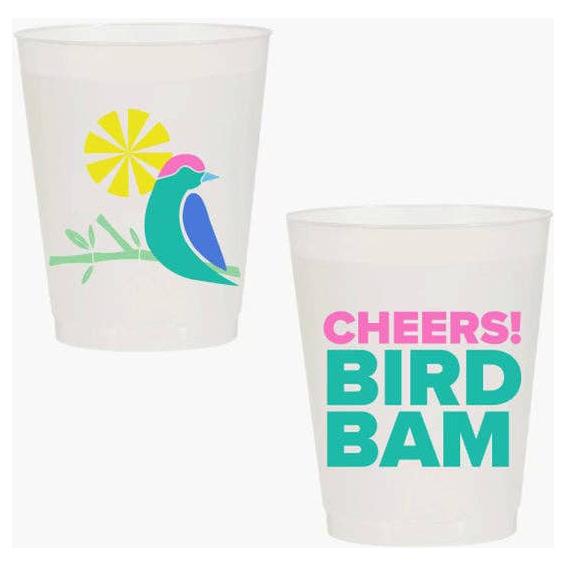 “CHEERS BIRD BAM” SHATTERPROOF CUPS