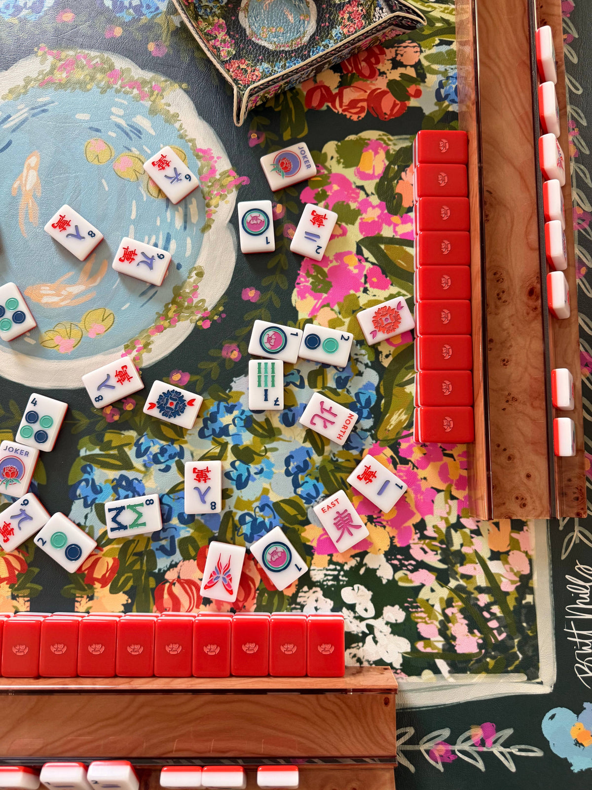 Britt Mills Design - Eden Leatherette Mahjong Mat: 33.5" Square
