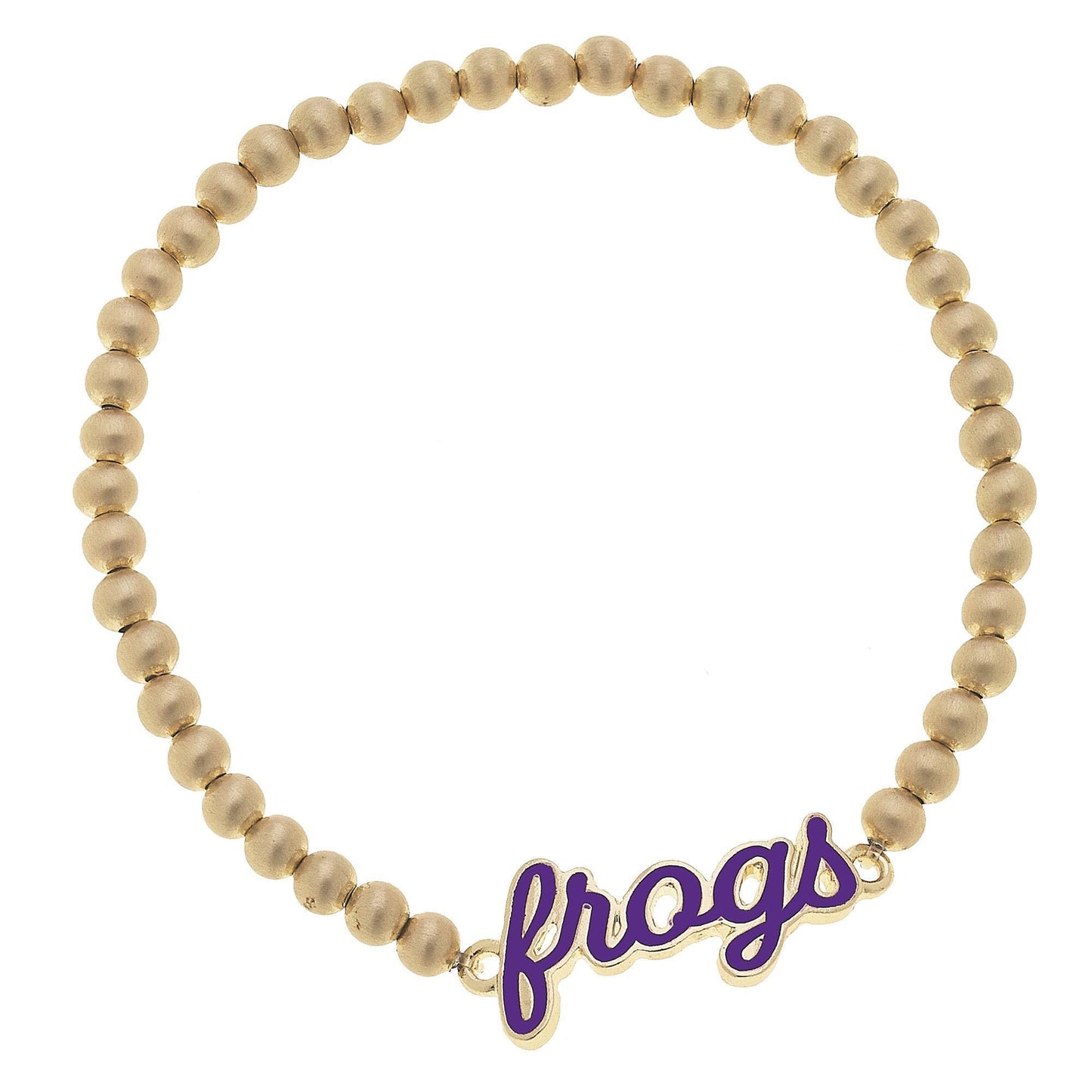 Canvas Style - TCU Horned Frogs Enamel Script Stretch Bracelet in Purple