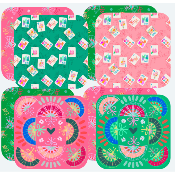 KEVA and Created By - Bonjour Mahjong Coasters Set of 4