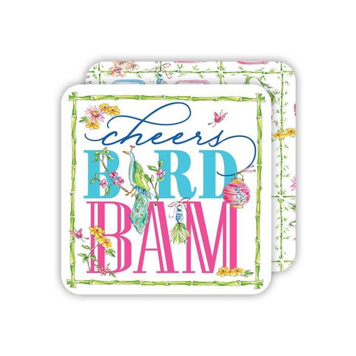 Cheers Bird Bam Green Bamboo Mahjong Square Coaster