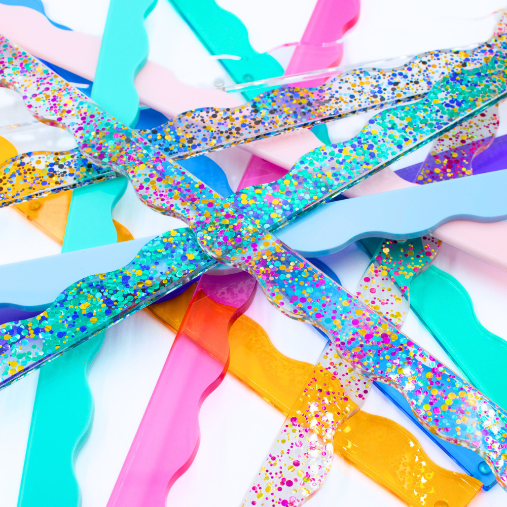 My Fair Mahjong - MAHJONG RACK PUSHERS - MAGNETIC  |  Premium Acrylic  |  Set of 4: Confetti-Wavy-Blue