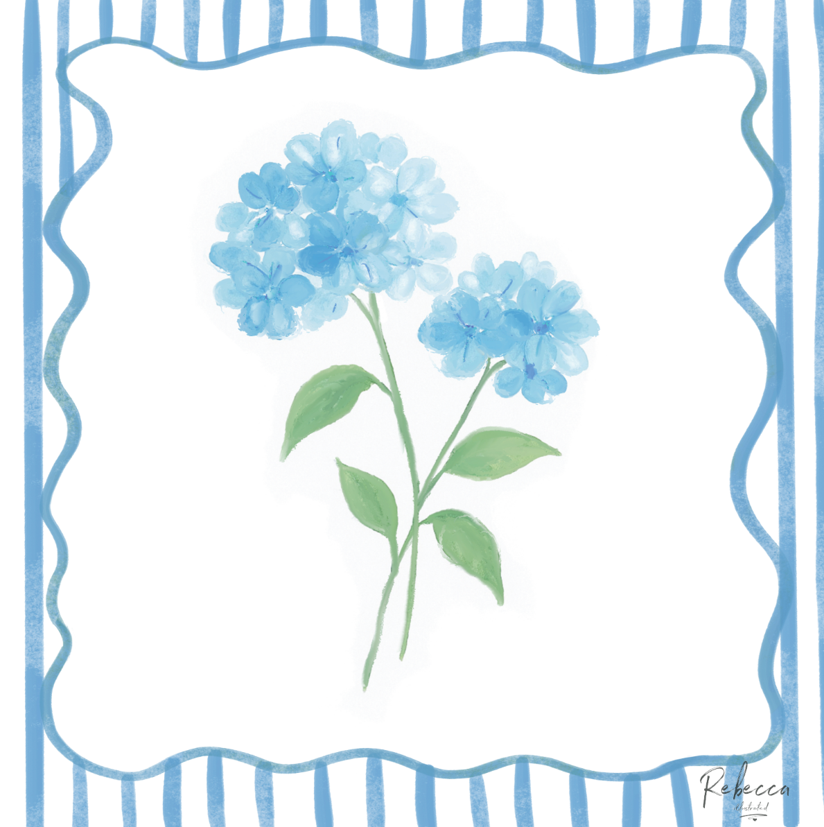 Rebecca Illustrated - BLUE HYDRANGEAS-MAHJONG MAT