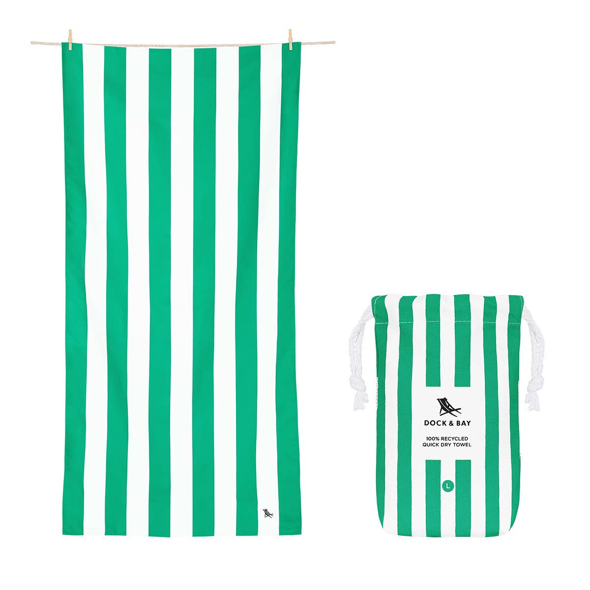 Dock & Bay USA  Quick Dry Towels - Cabana - Cancun Green: Large (63x35")