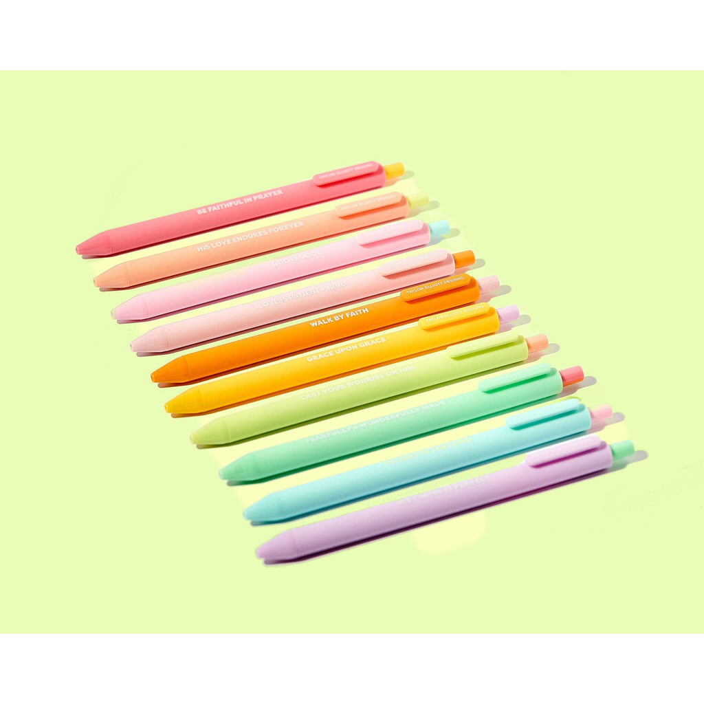 Taylor Elliott Designs - Gel Pen Set - Motivational - Faith - Asst Colors - 10 Pc Set