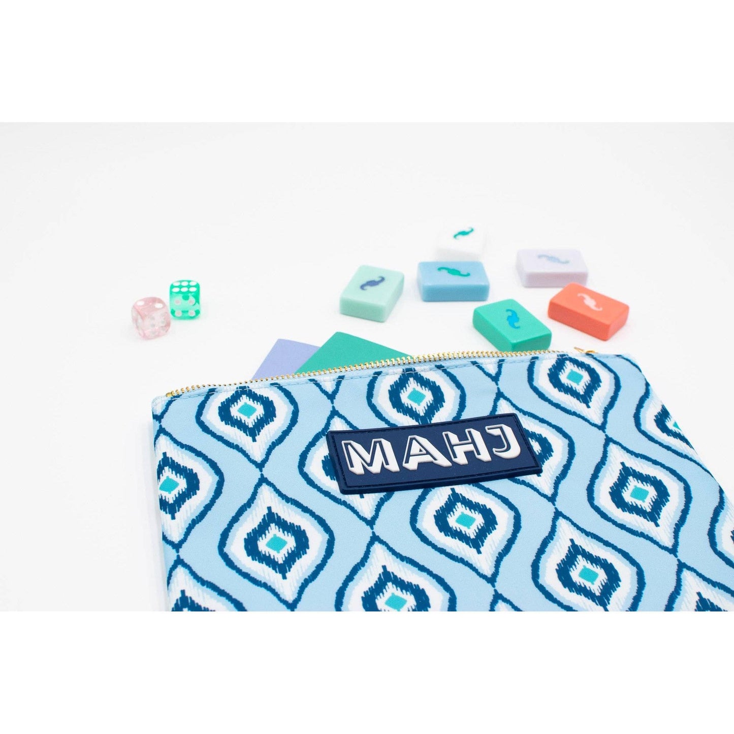 My Fair Mahjong - Mahjong Card & Accessory Bag: IKAT- Blue