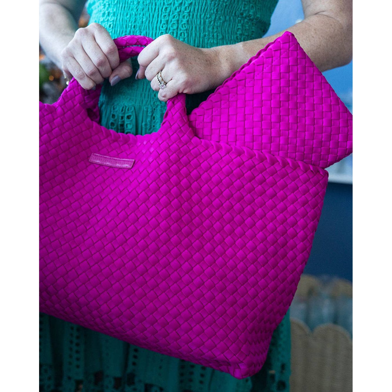 Peace Love Mahjong - Mahjong Bag - Woven Carryall with Matching Tile Pouch: Orchid
